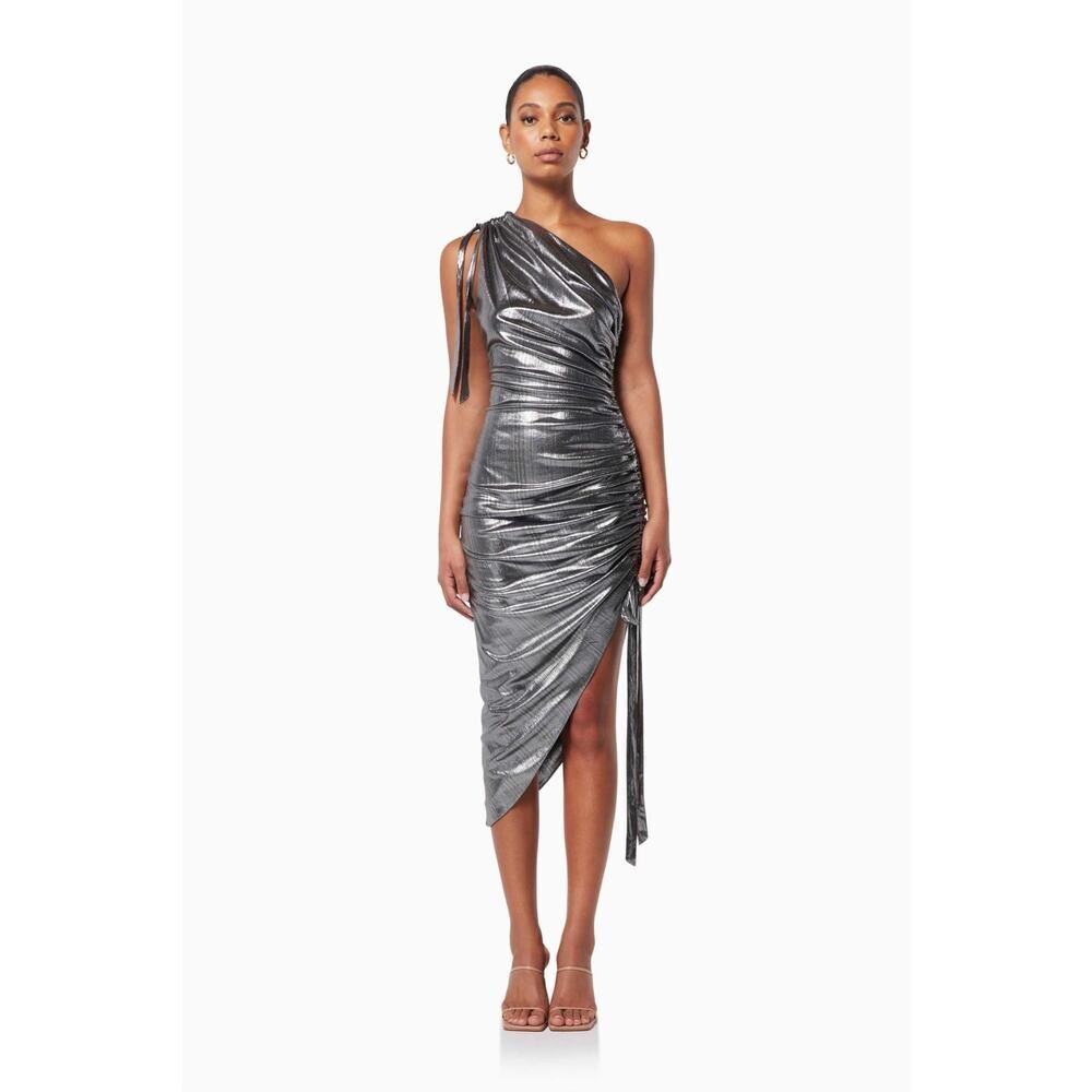 ELLIATT Women's Lourdes Asymmetric Dress Gunmetal Small